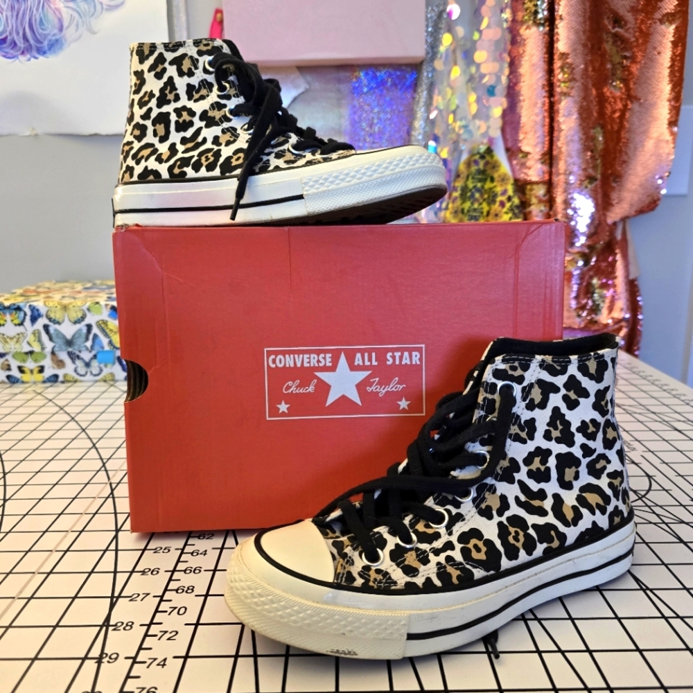 Converse Leopard High Top Sneakers - W6